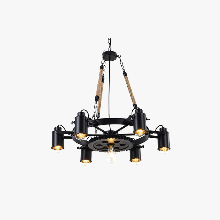 Epoch Suspension LED Industrielle Métal Noir/Corde Café/Bar