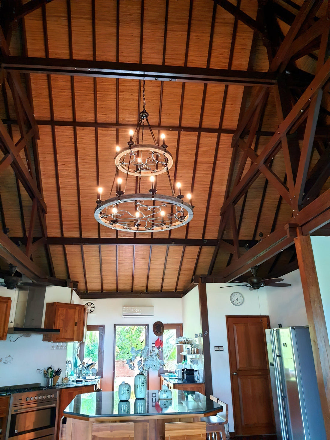 Evtalen Ancien Industriel Bois Métal Lustre