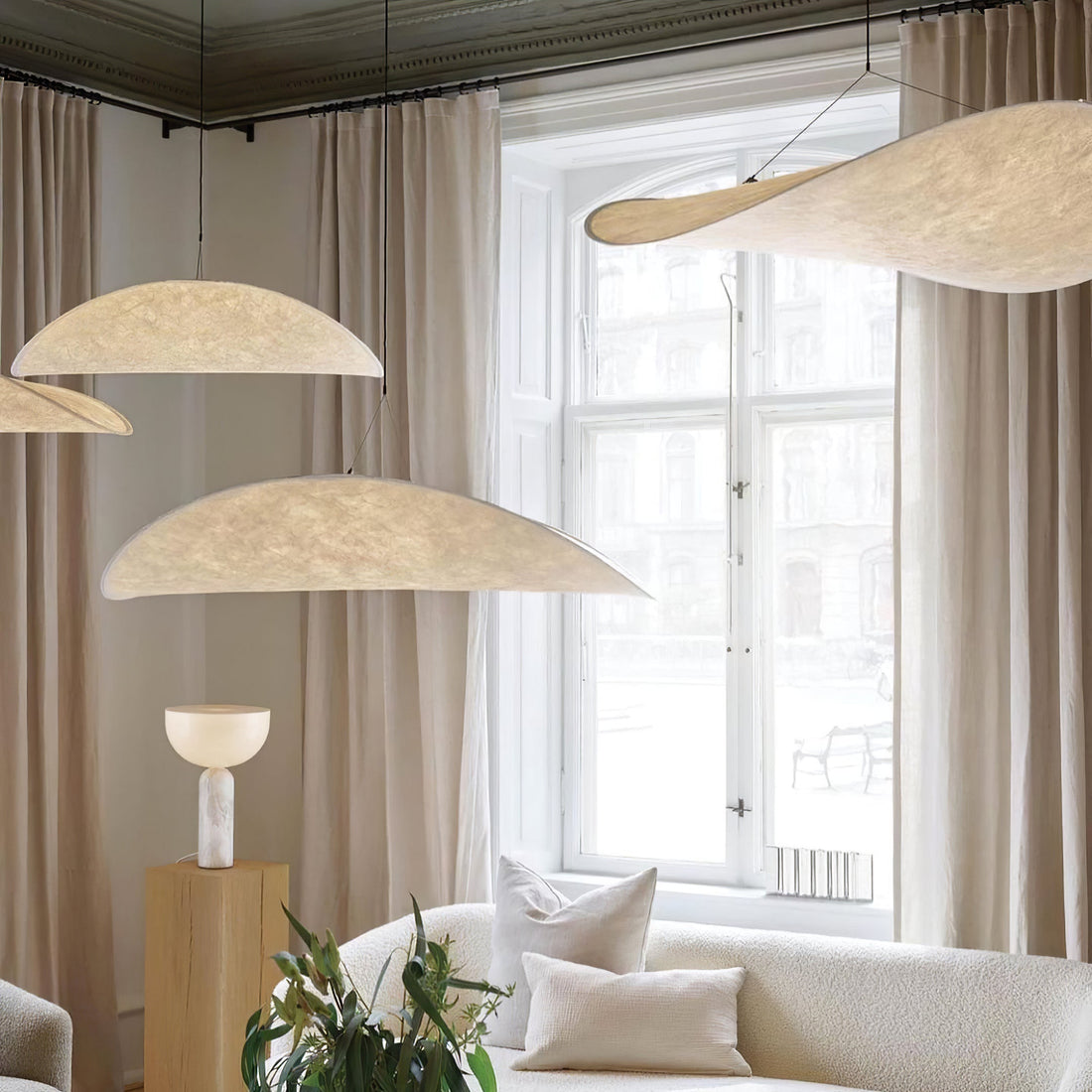 Elyno Lampe Suspension Sculpturale en Tissu