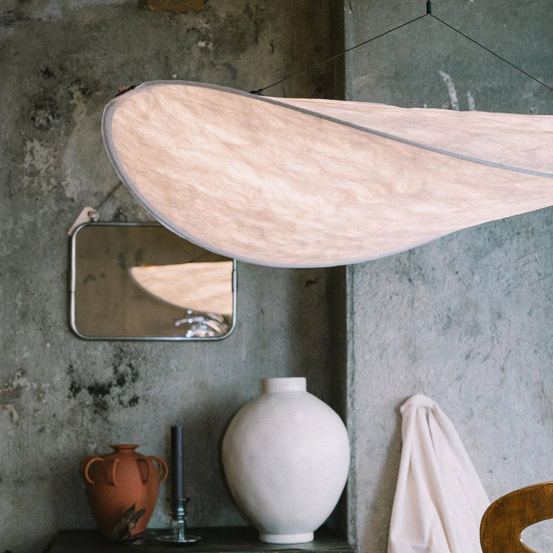 Elyno Lampe Suspension Sculpturale en Tissu