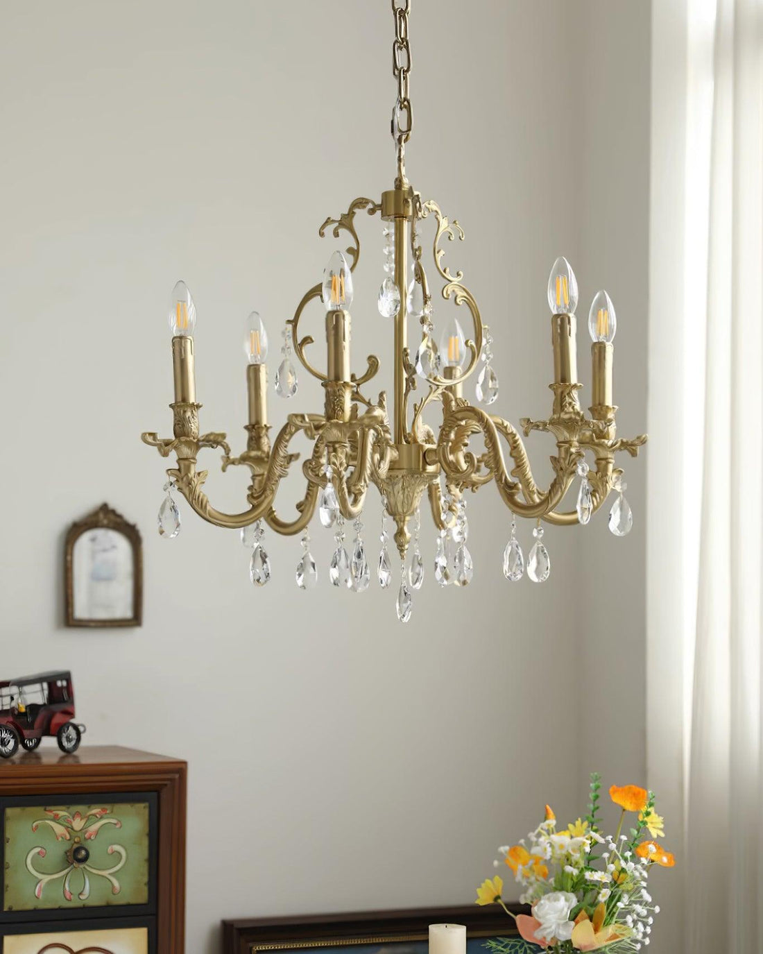 Elvion Lustre Classique en Laiton et Cristal