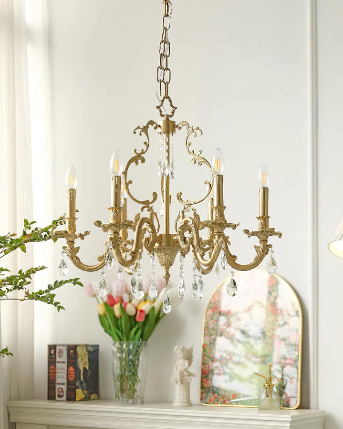 Elvion Lustre Classique en Laiton et Cristal