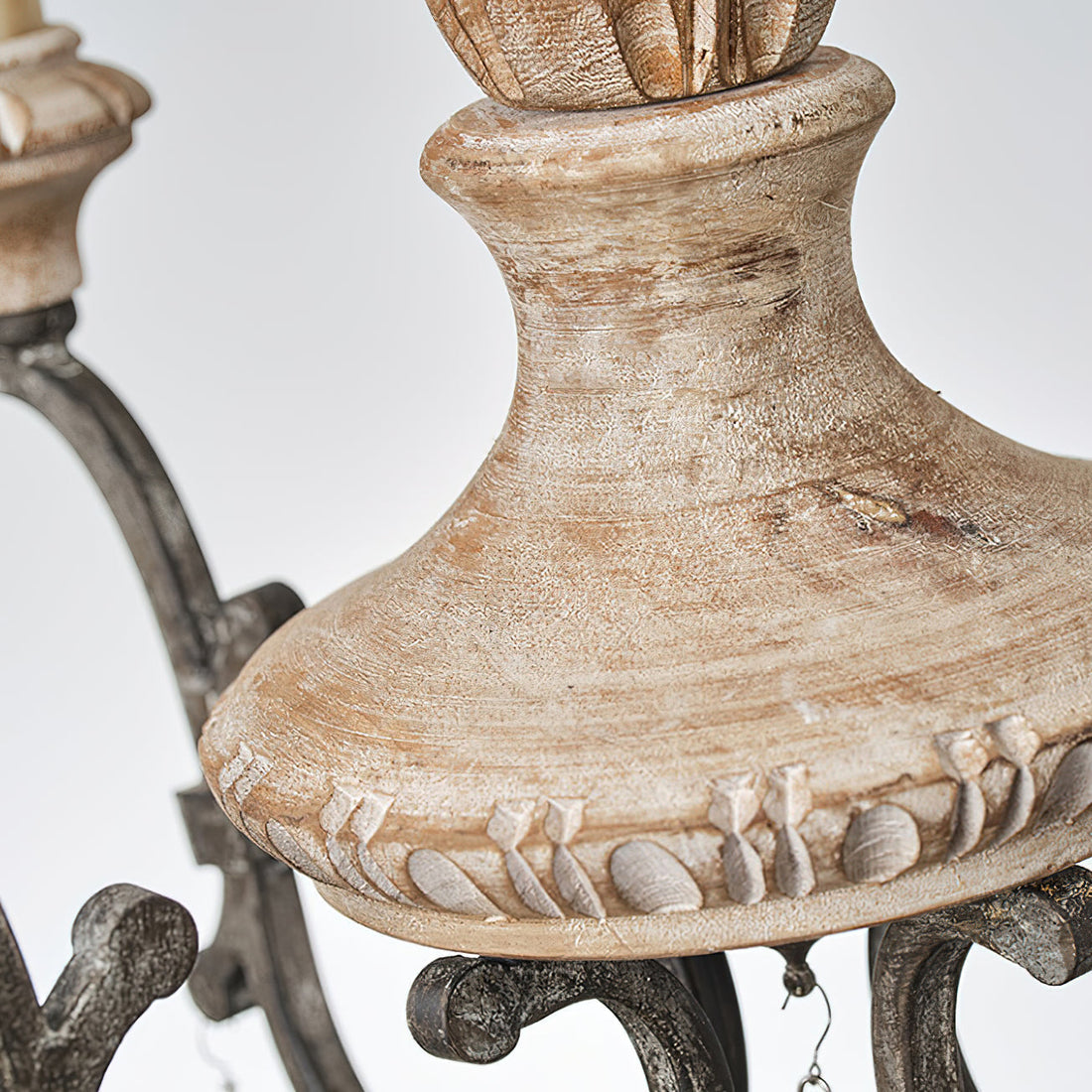 Myphaor Ancien Industriel Sculpté à la Main Bois Lustre