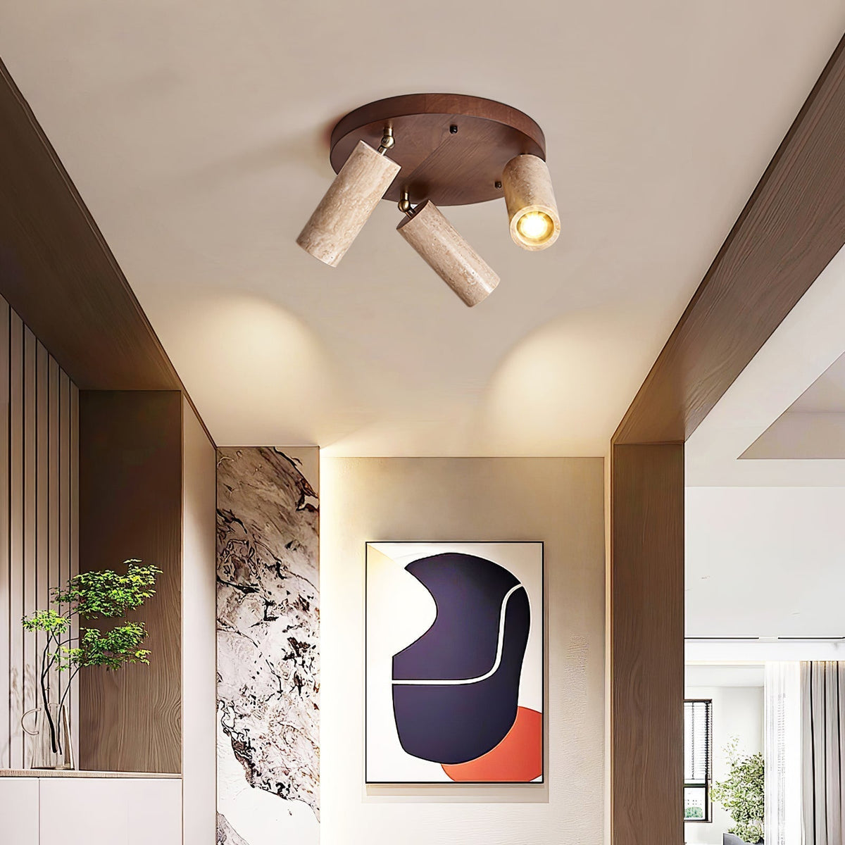 Zevenion Multi-Bras Travertin Plafonnier