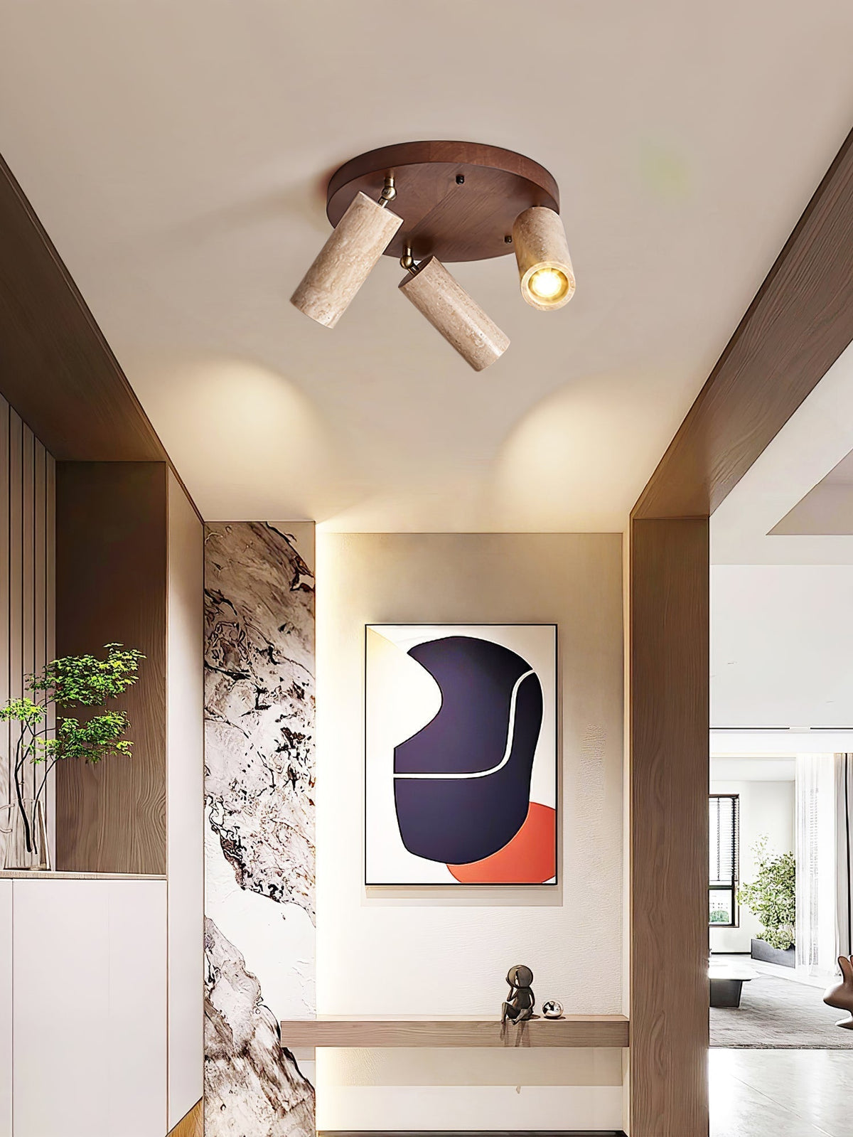 Zevenion Multi-Bras Travertin Plafonnier