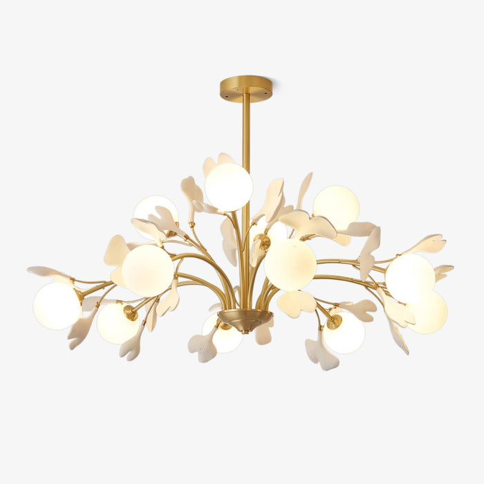 Lustra Lustre Feuille de Ginkgo Laiton Verre