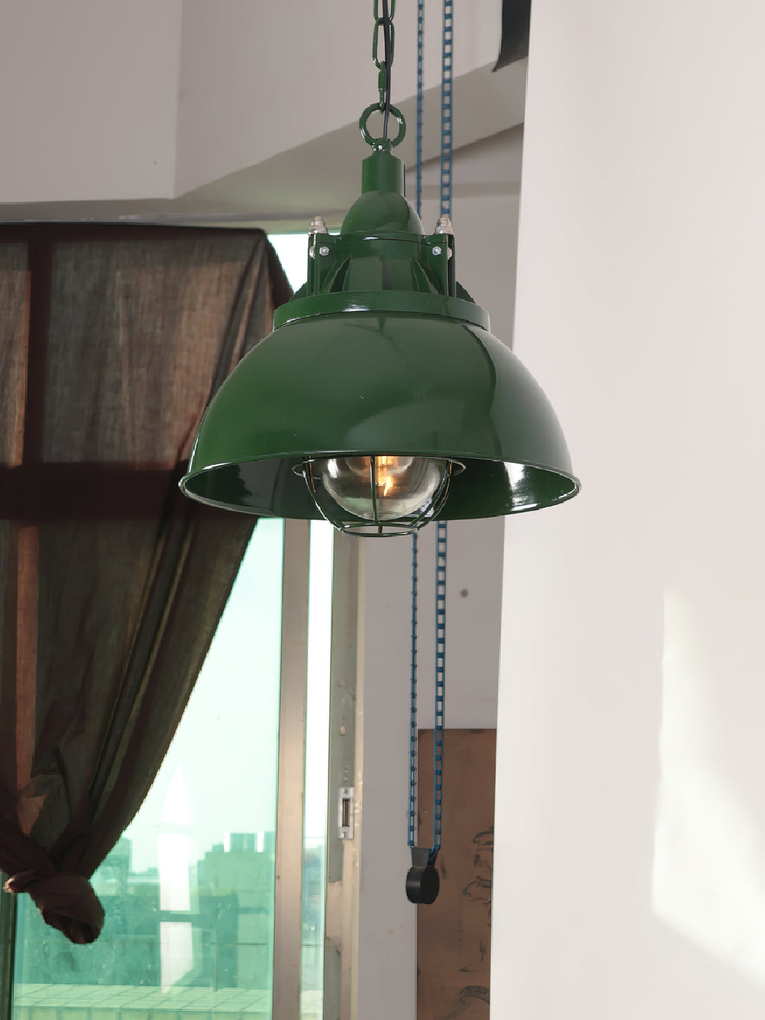 Vemiryra Ancien Industriel Vert Métal Lumière Pendentif