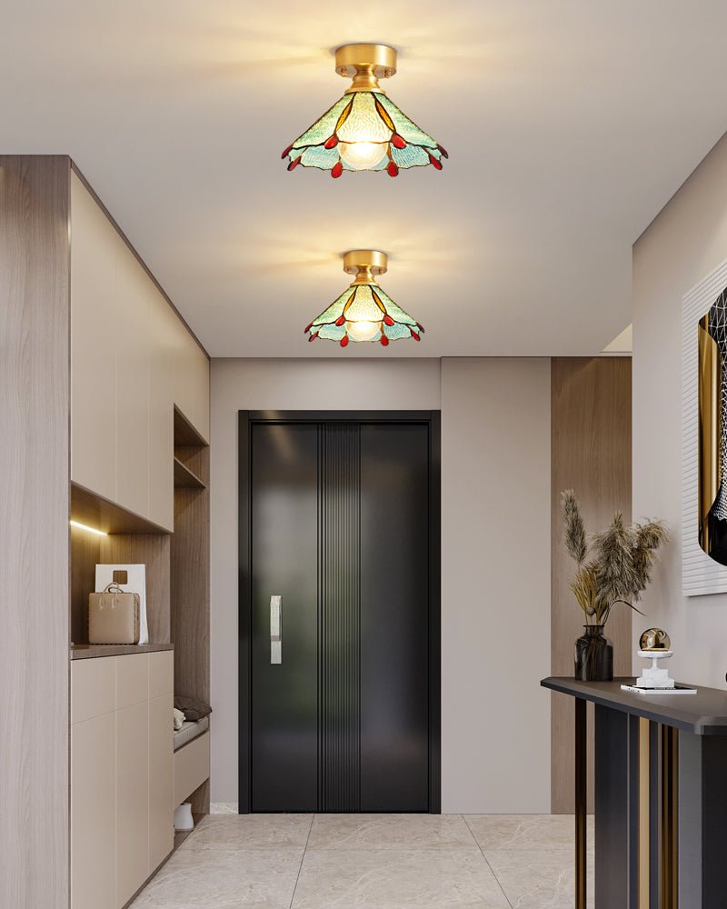 Solara Lumière de Plafond Vintage Florale en Vitrail