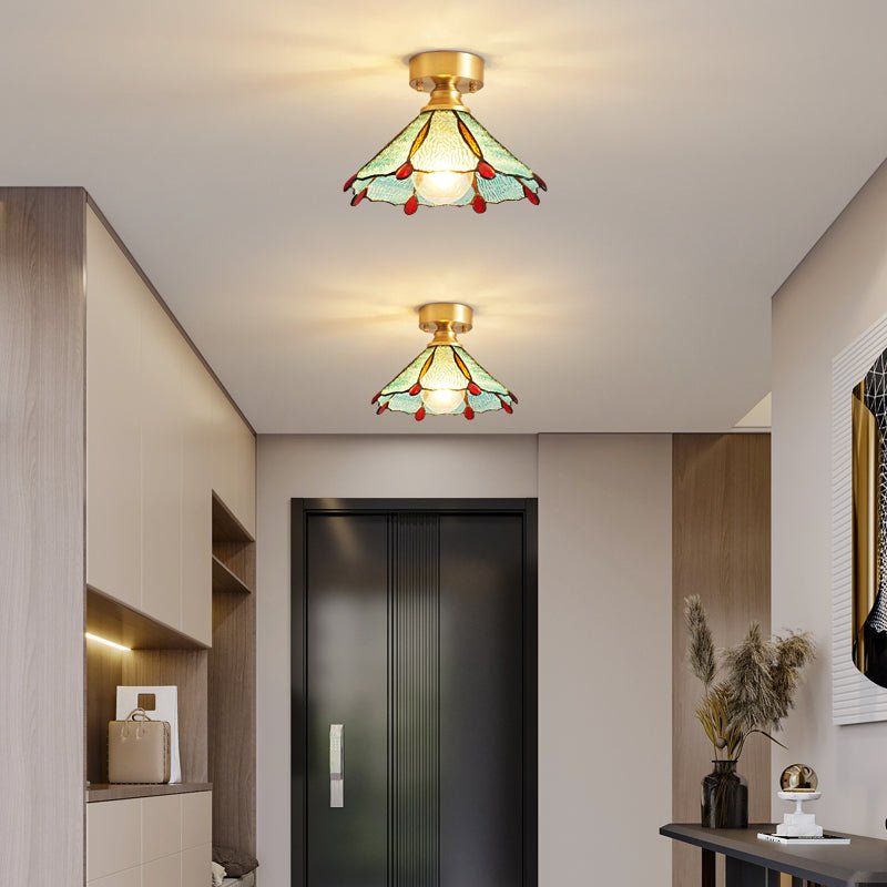 Solara Lumière de Plafond Vintage Florale en Vitrail