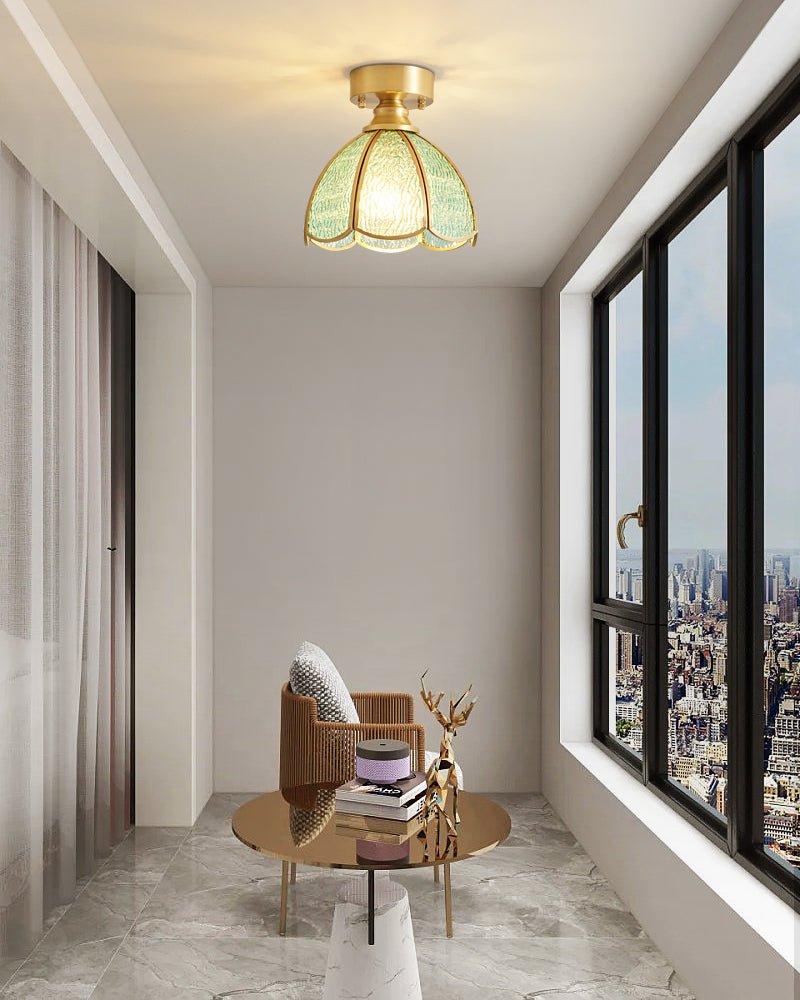 Solara Lumière de Plafond Vintage Florale en Vitrail