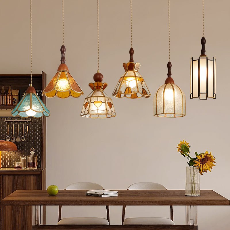 Florace Suspension Vintage en Bois et Verre