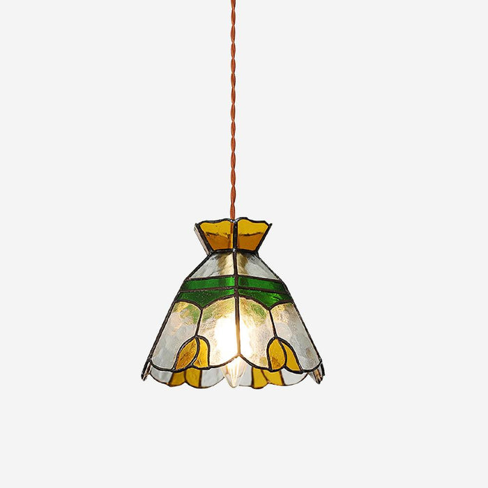 Eldine Lampe Suspension en Verre Vitrail