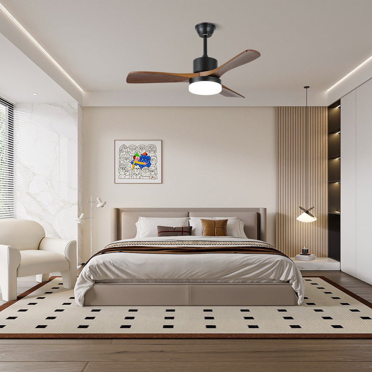 Plafonnier Ventilateur Darian Minimaliste en Bois