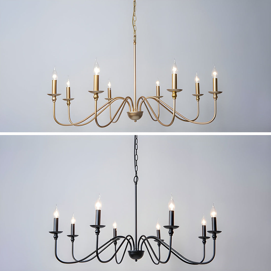 Lustra Lustre Bougie Dorée Bras Courbés