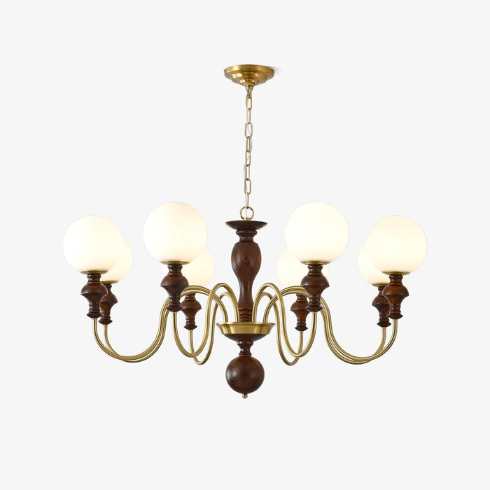 Lustra Lustre Bois Laiton Globe Intemporel