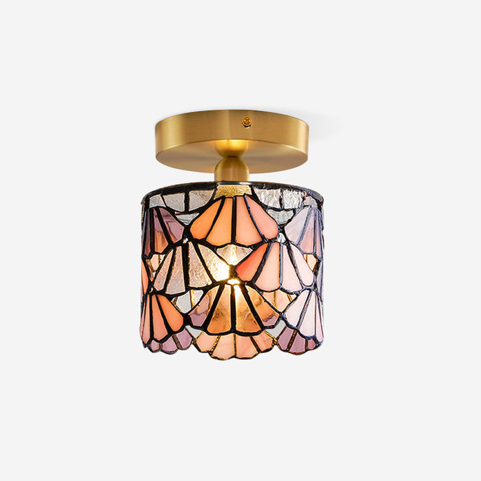 Rosavine Plafonnier Semi-Encastré Verre Coloré Tiffany