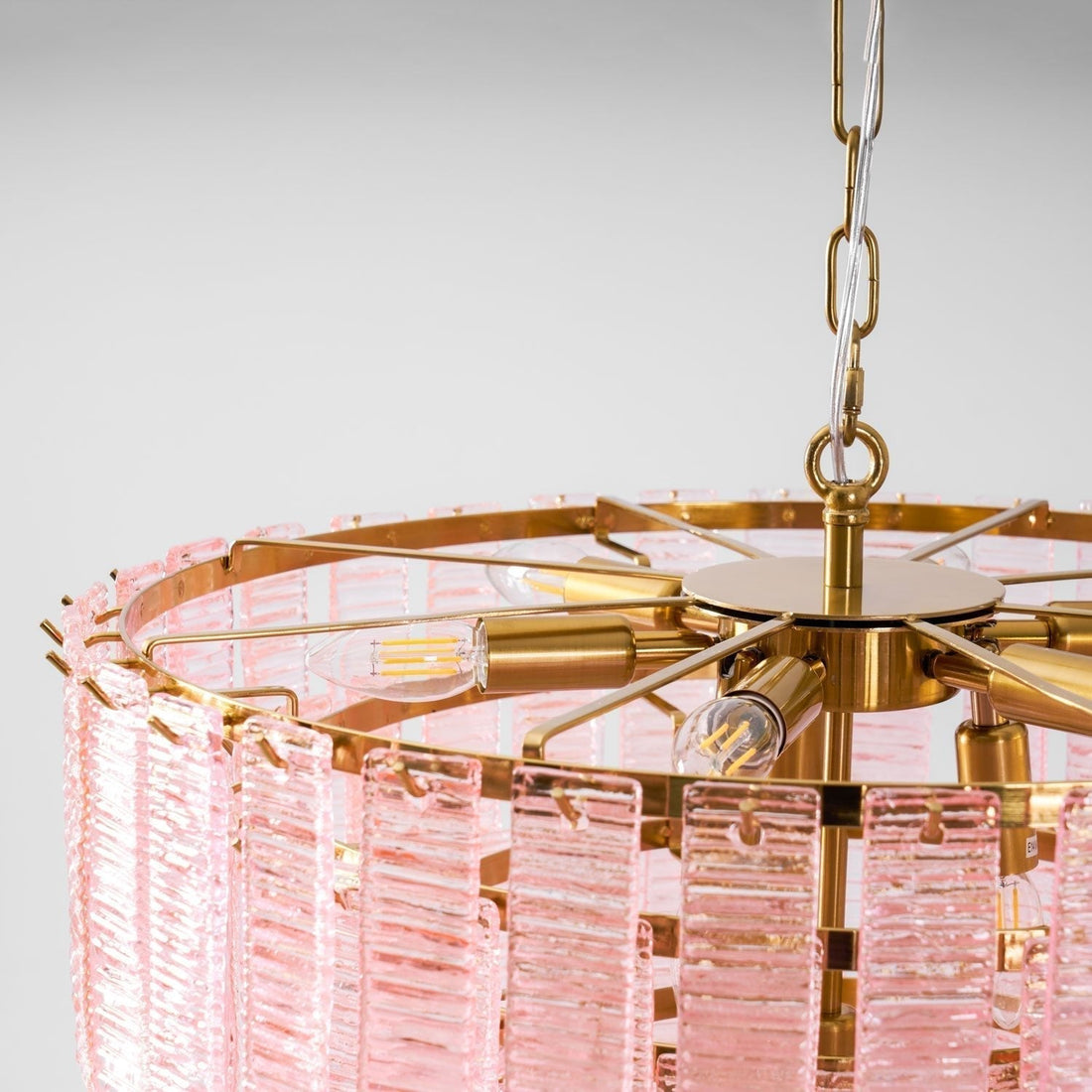 Aurora Lustre Rose Murano Verre Superposé Vintage Luxe