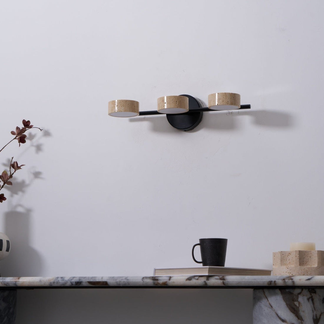 Ceshair Applique Murale Multi Tête en Travertin Lumière de Coiffeuse