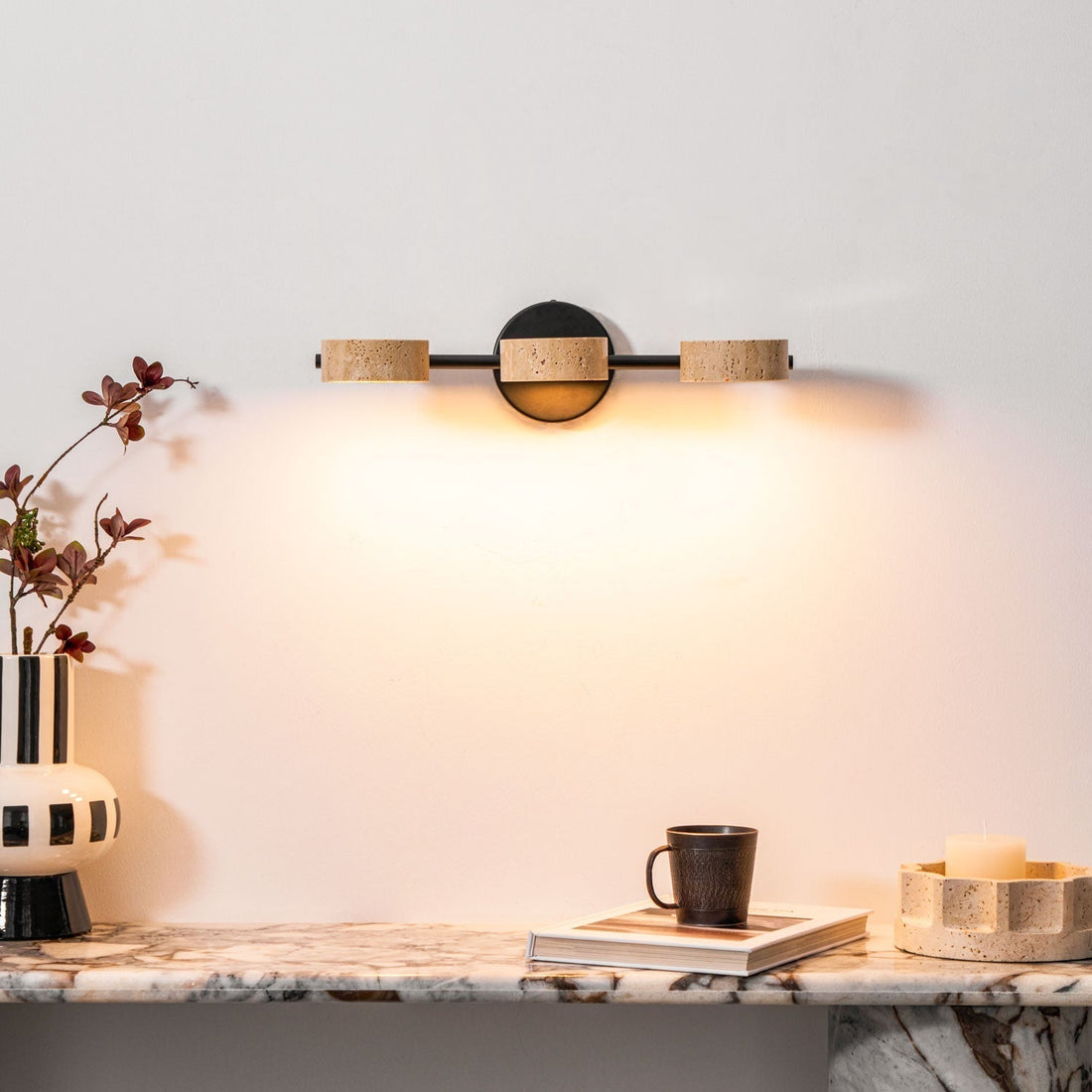 Ceshair Applique Murale Multi Tête en Travertin Lumière de Coiffeuse