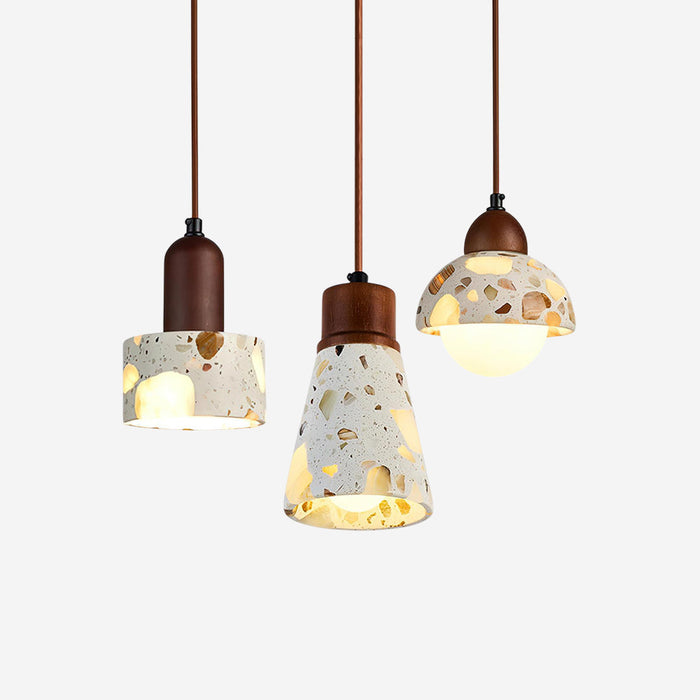 Tressa Lampe Suspension Sculpturale Incrustation Terrazzo
