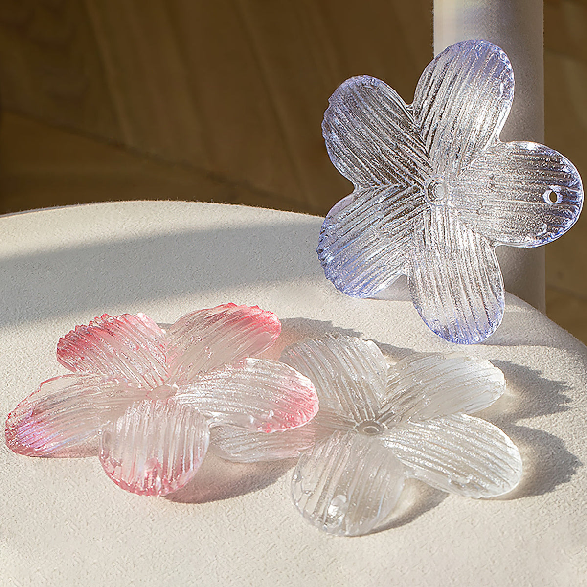 Cavine Lustre en verre rose en forme de fleur