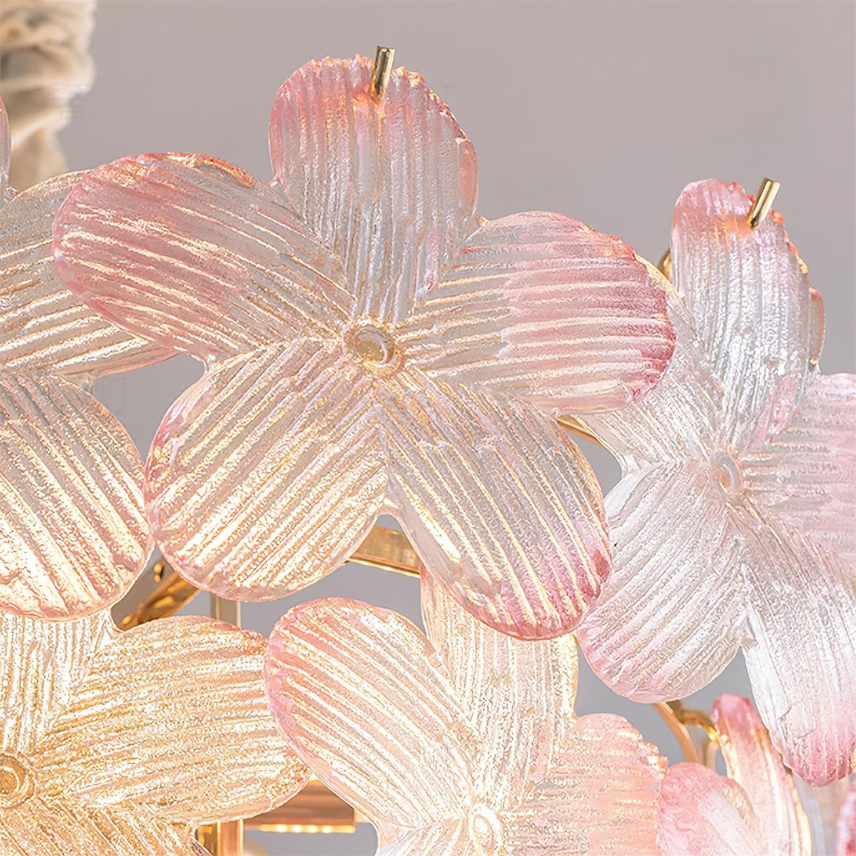 Cavine Lustre en verre rose en forme de fleur