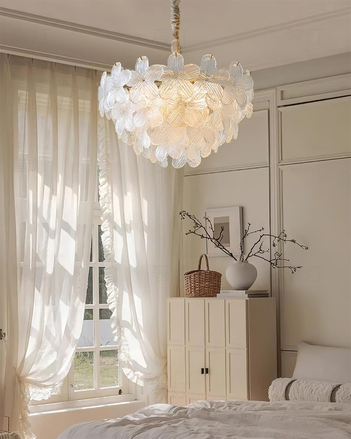 Cavine Lustre en verre rose en forme de fleur