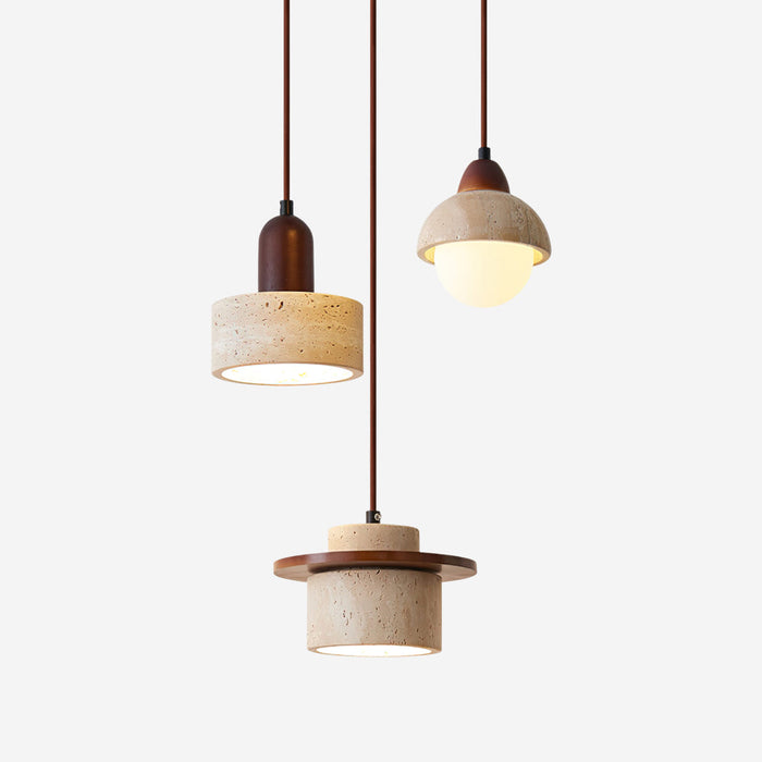 Lunara Ensemble de Lampes Suspendues Travertin
