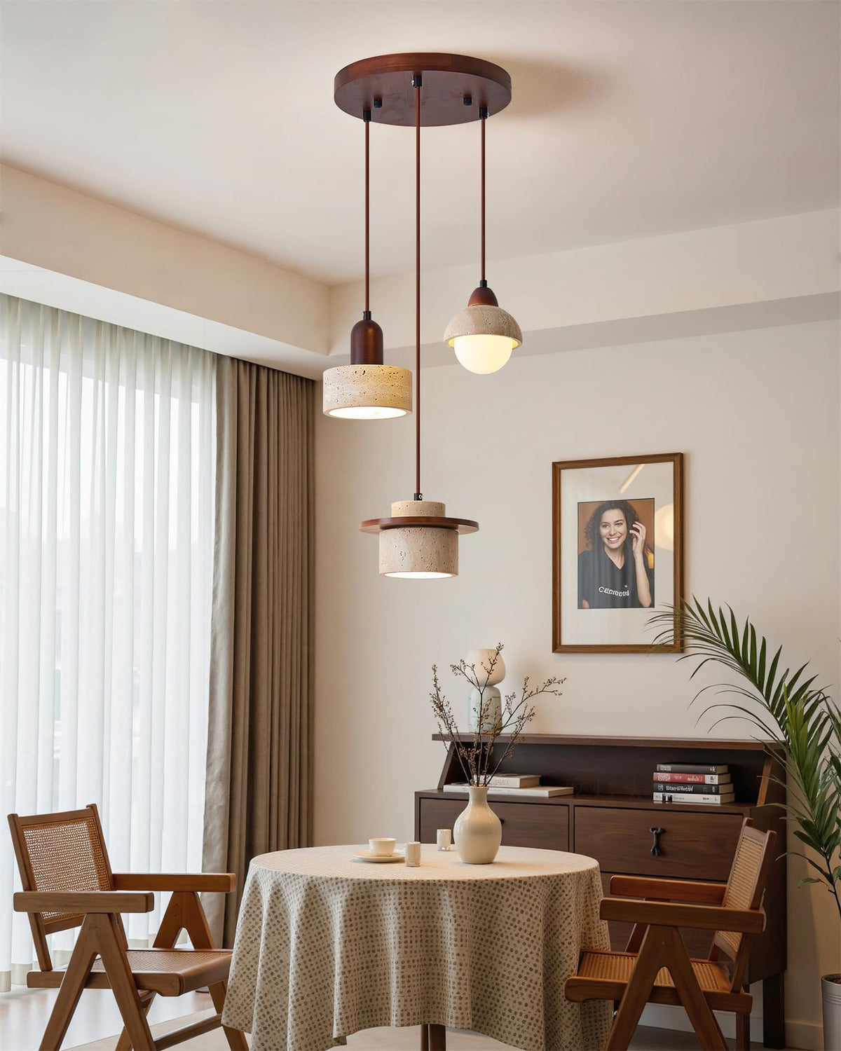 Lunara Ensemble de Lampes Suspendues Travertin