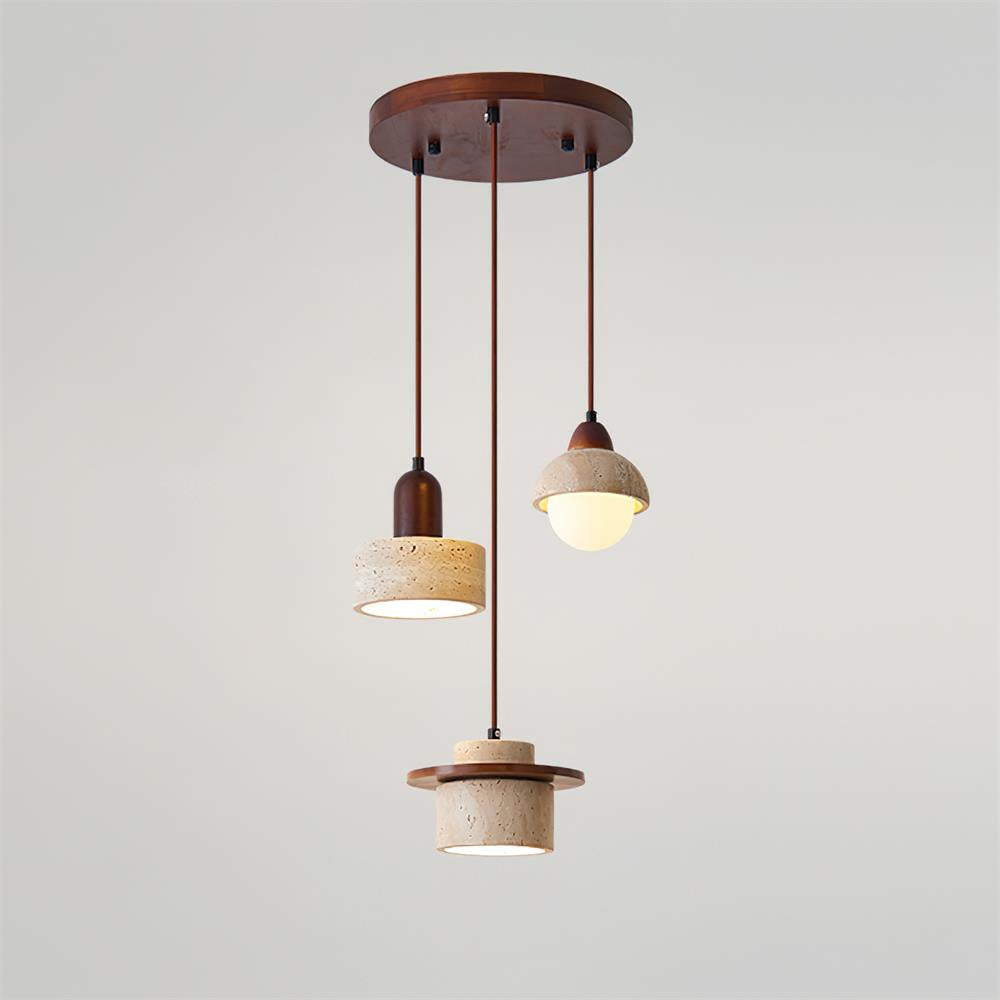 Lunara Ensemble de Lampes Suspendues Travertin
