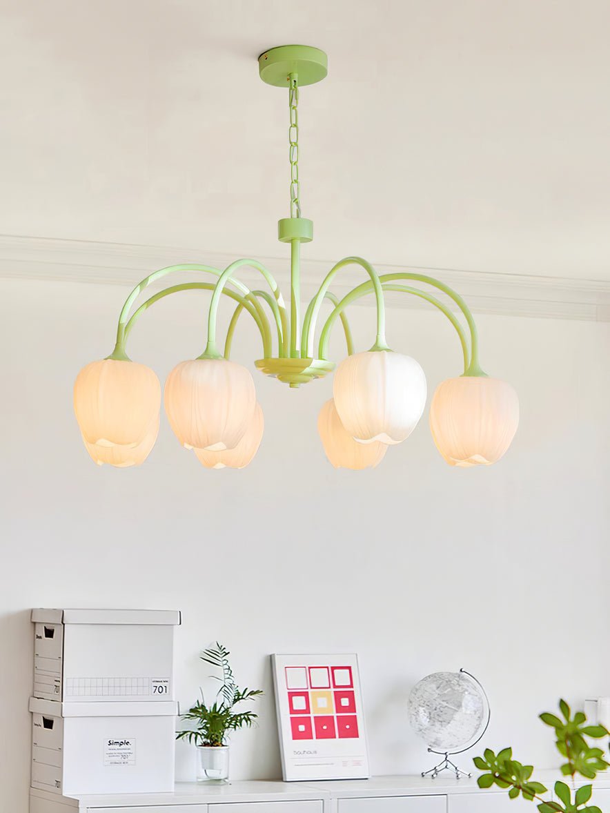 Lustra Lustre Tulipe en Verre Matcha