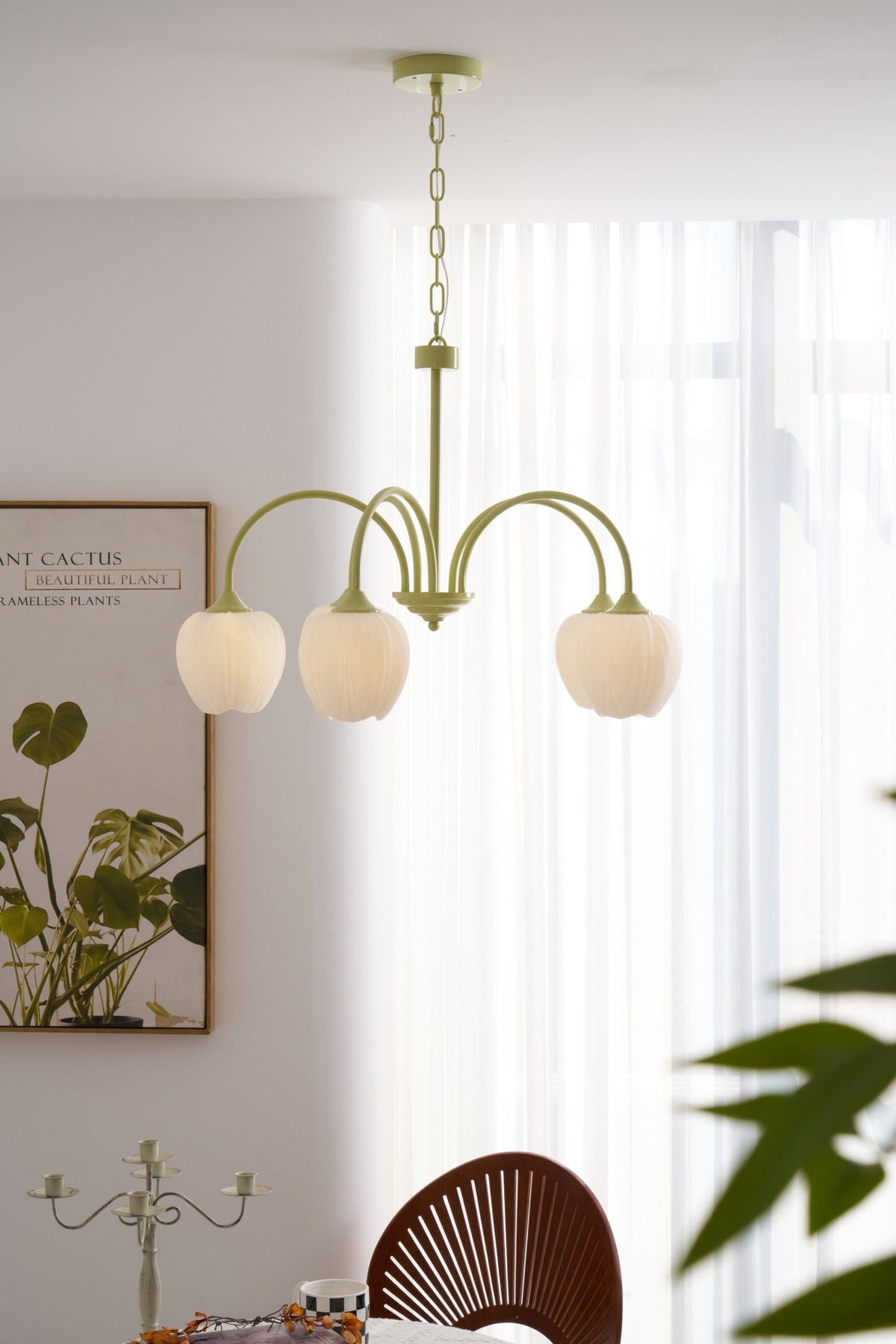 Lustra Lustre Tulipe en Verre Matcha