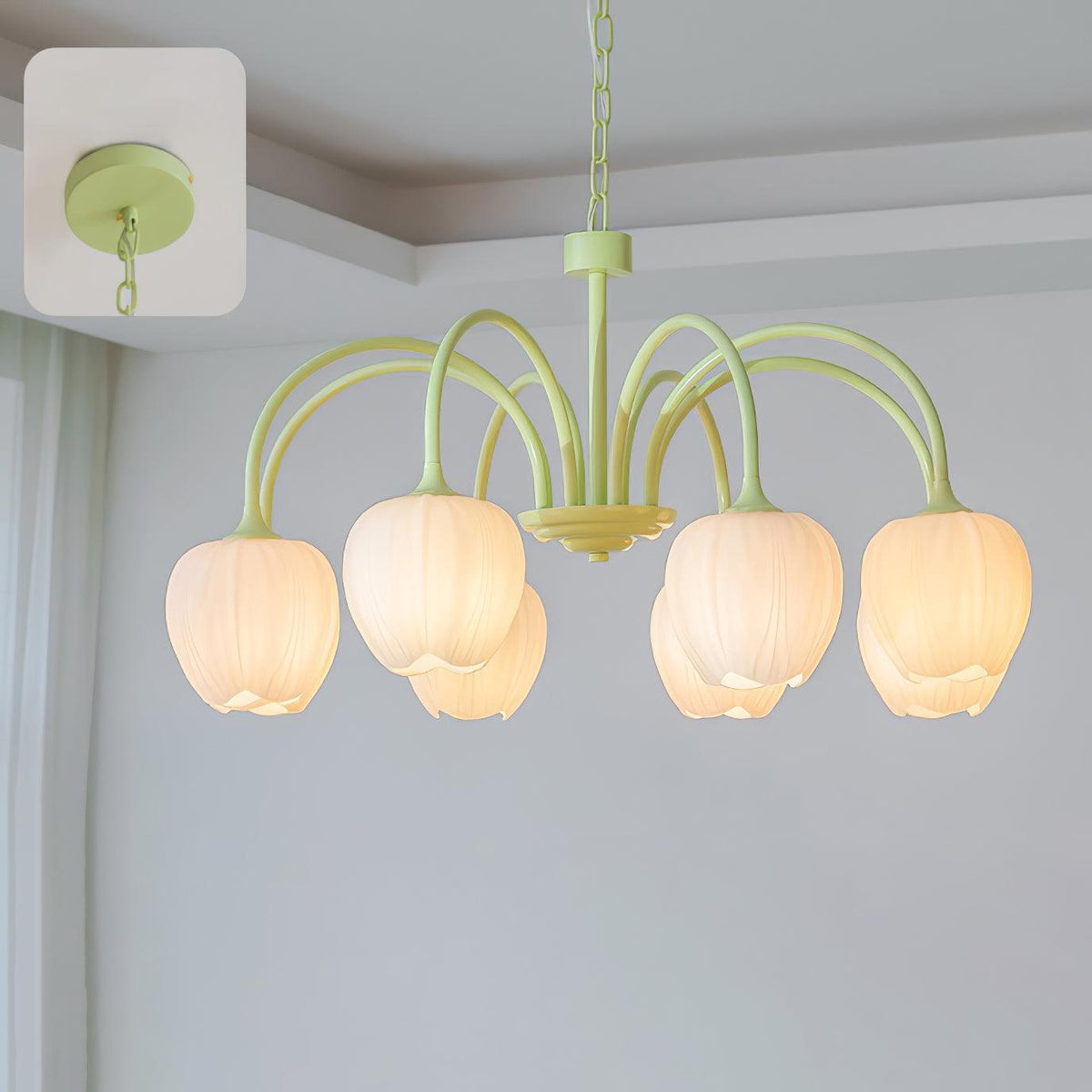 Lustra Lustre Tulipe en Verre Matcha
