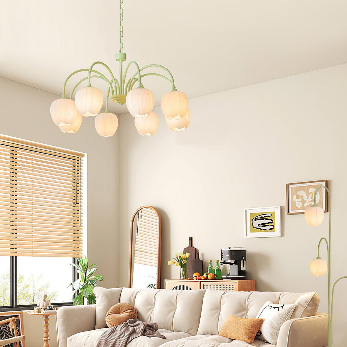 Lustra Lustre Tulipe en Verre Matcha