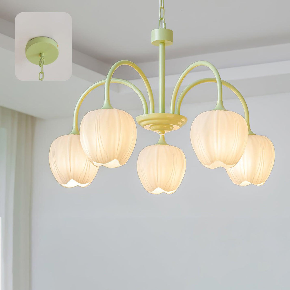 Lustra Lustre Tulipe en Verre Matcha