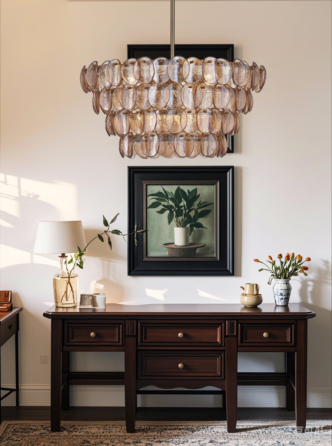 Aurora Lustre Luxueux en Verre et Laiton