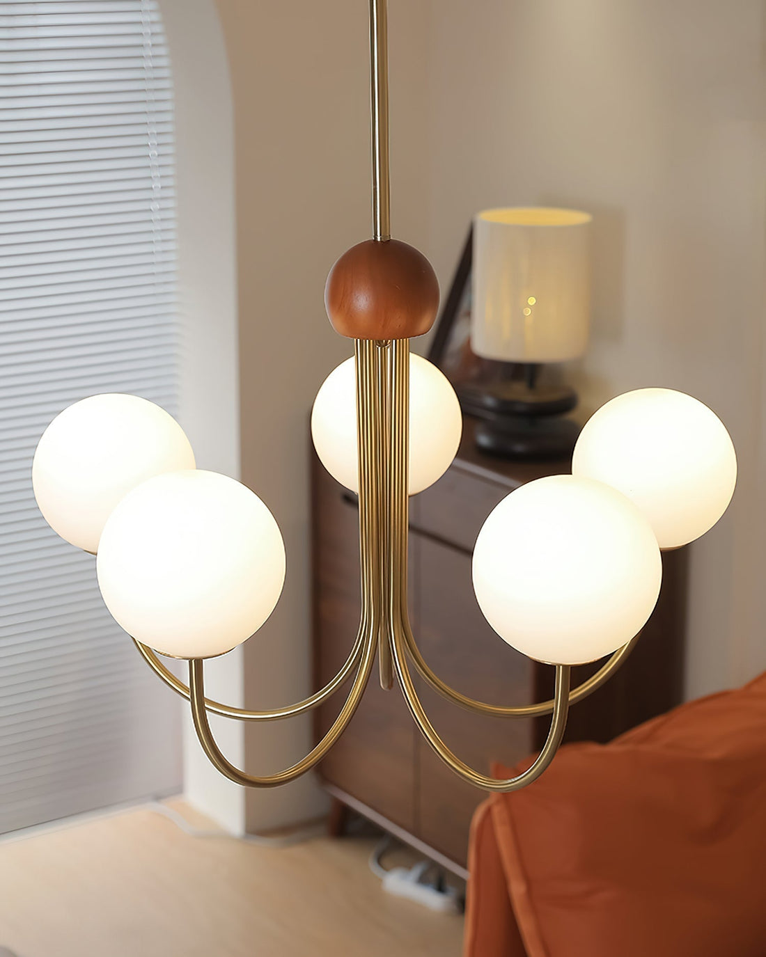 Candil Lustre moderne en laiton et verre globe