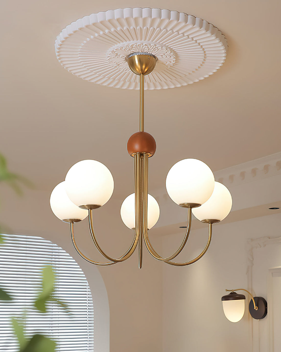Candil Lustre moderne en laiton et verre globe