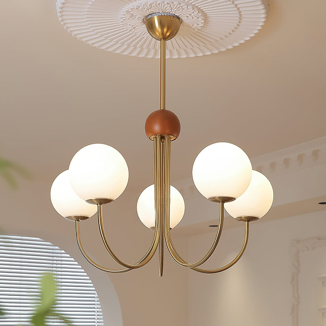 Candil Lustre moderne en laiton et verre globe