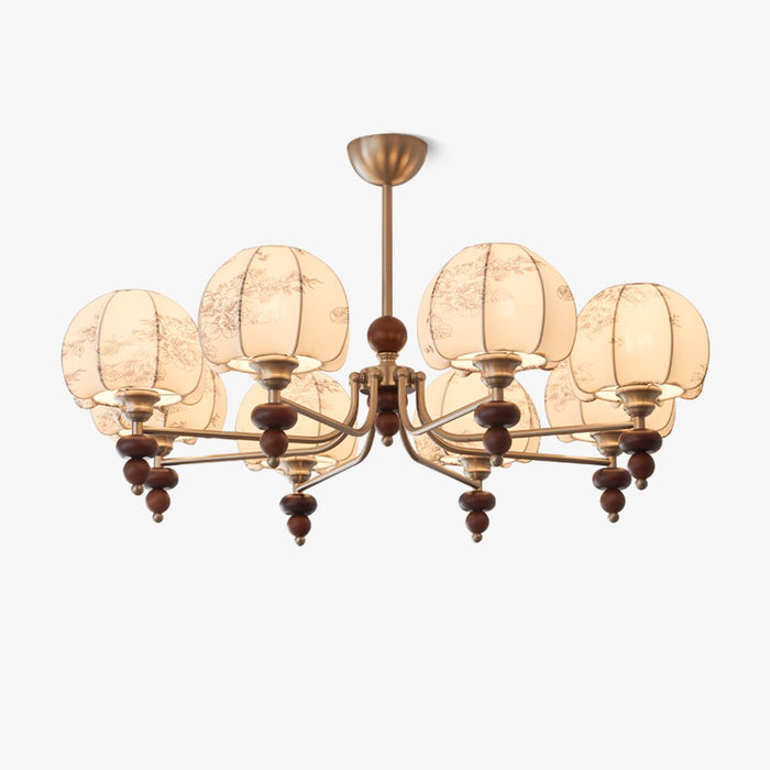 Comirisra Lustre Bois Tissu Pétale Traditionnel Premium