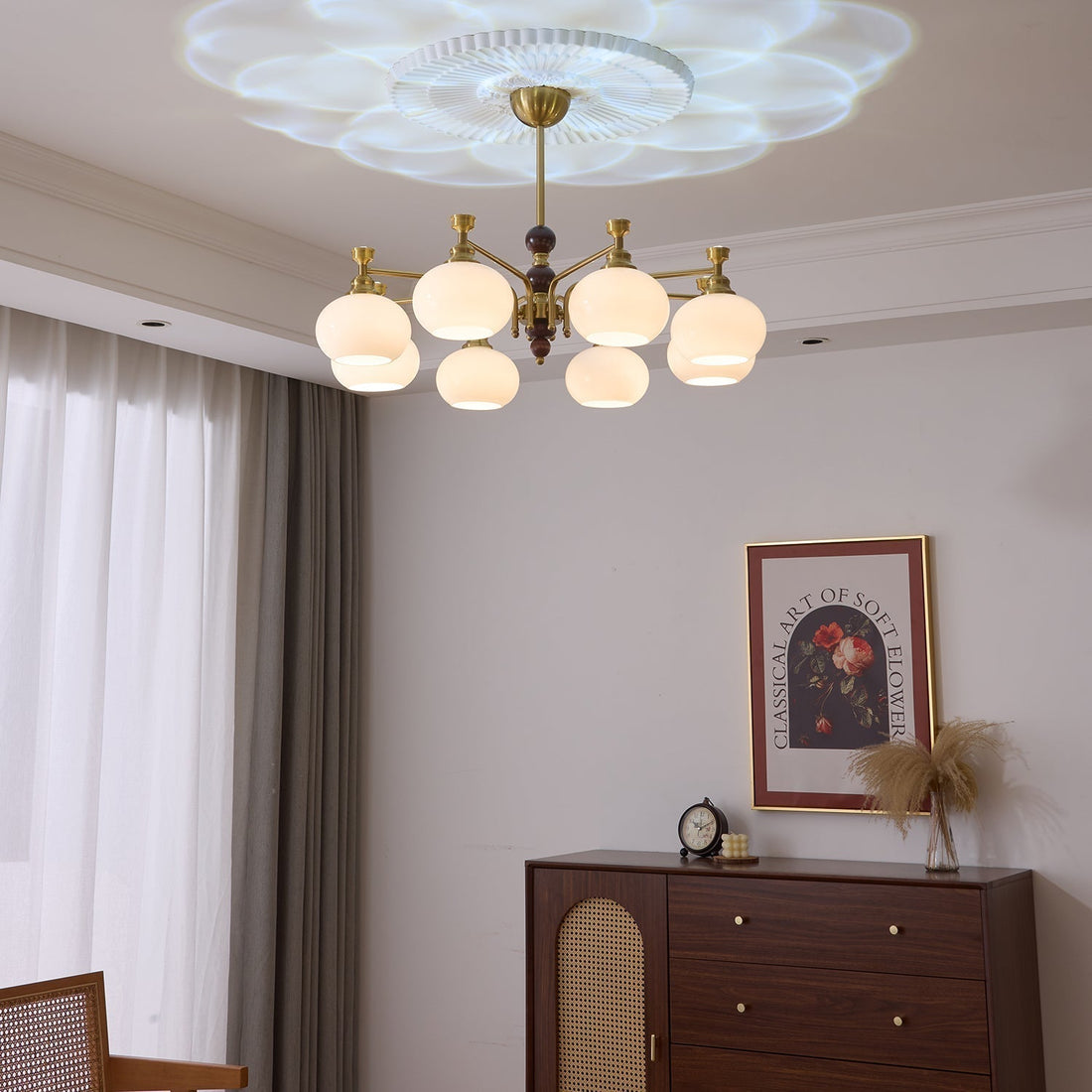 Aursolos Lustre Bois Verre Élégance Traditionnelle