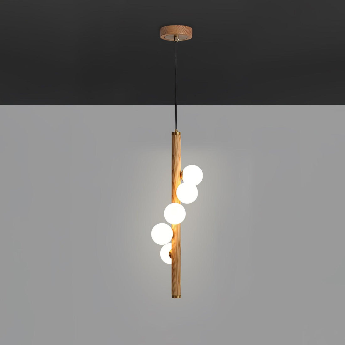 Lustra Suspension Linéaire en Bois et Verre