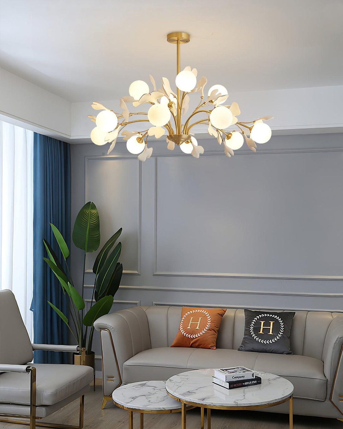 Gleam Lustre en Verre Feuille de Ginkgo