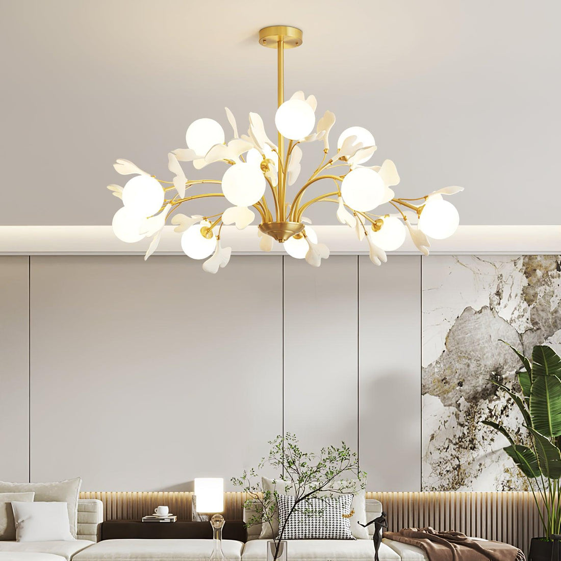 Gleam Lustre en Verre Feuille de Ginkgo