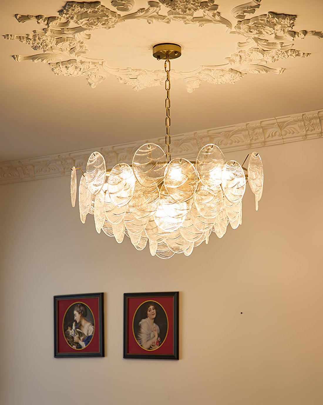Lustrous Lustre Victorien en Verre Finition Dorée
