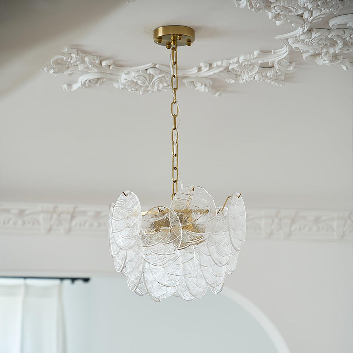 Lustrous Lustre Victorien en Verre Finition Dorée