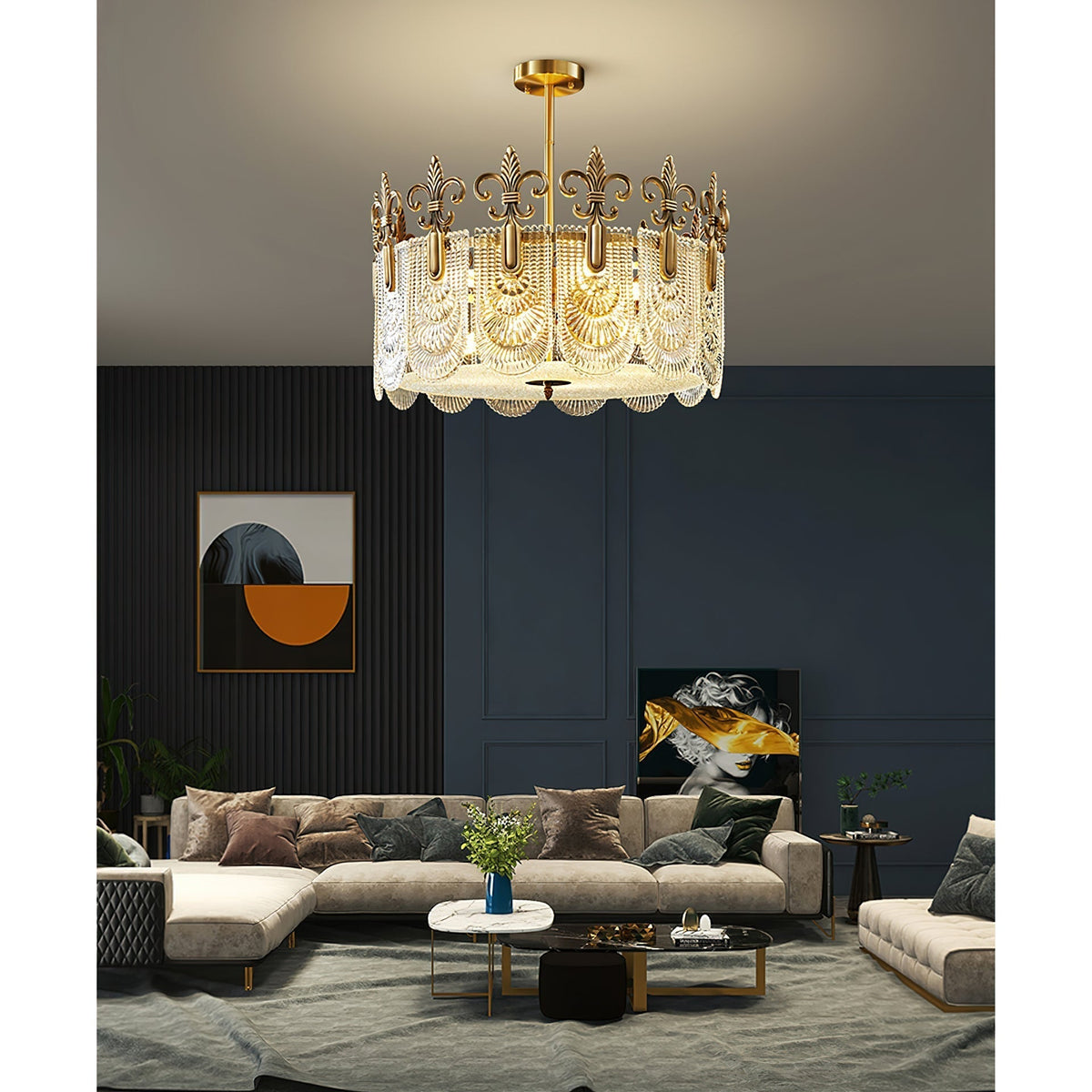 Cashaor Lustre Cristal Laiton Luxe Postmoderne