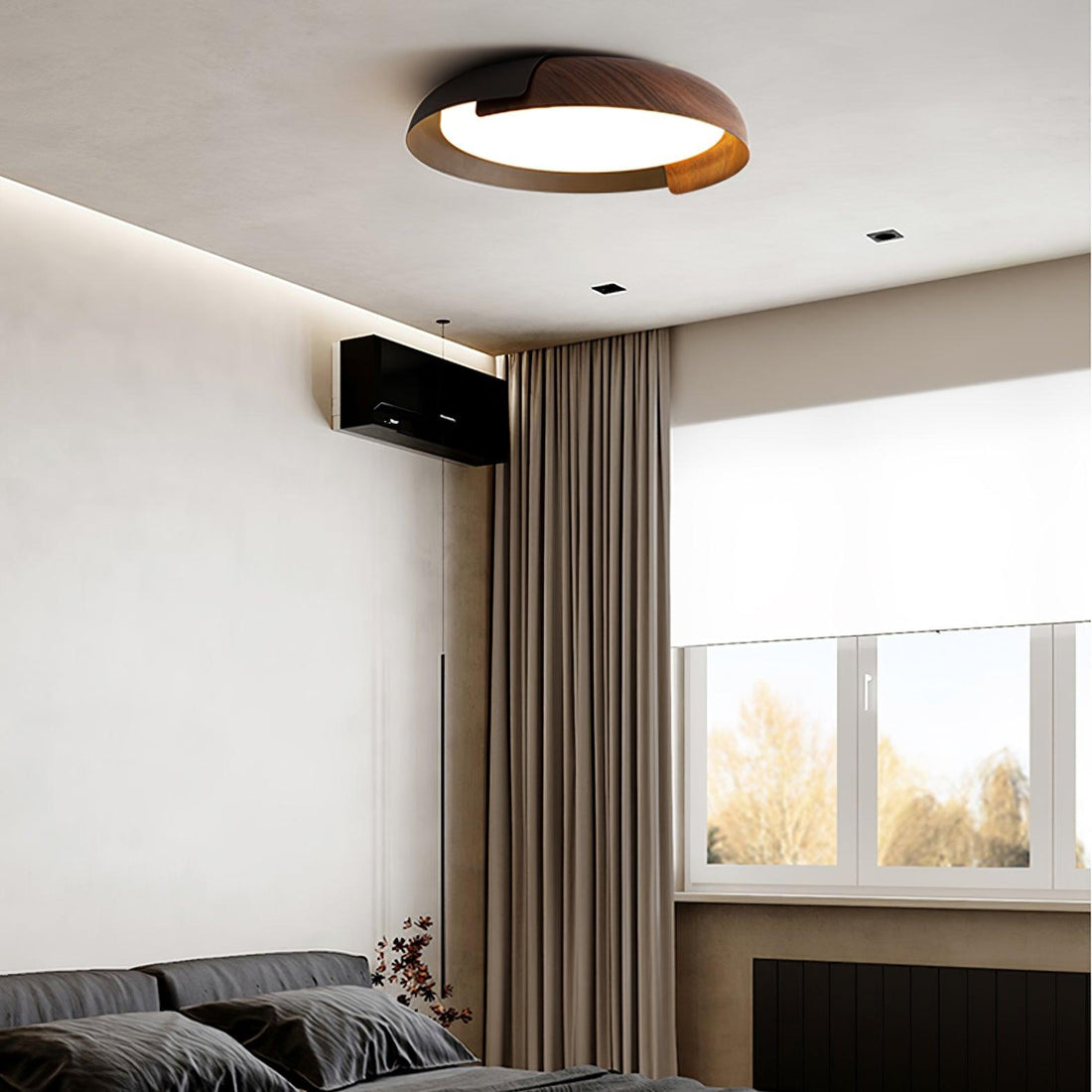 Solara Plafonnier Rond Acrylique Bois Doux Minimaliste
