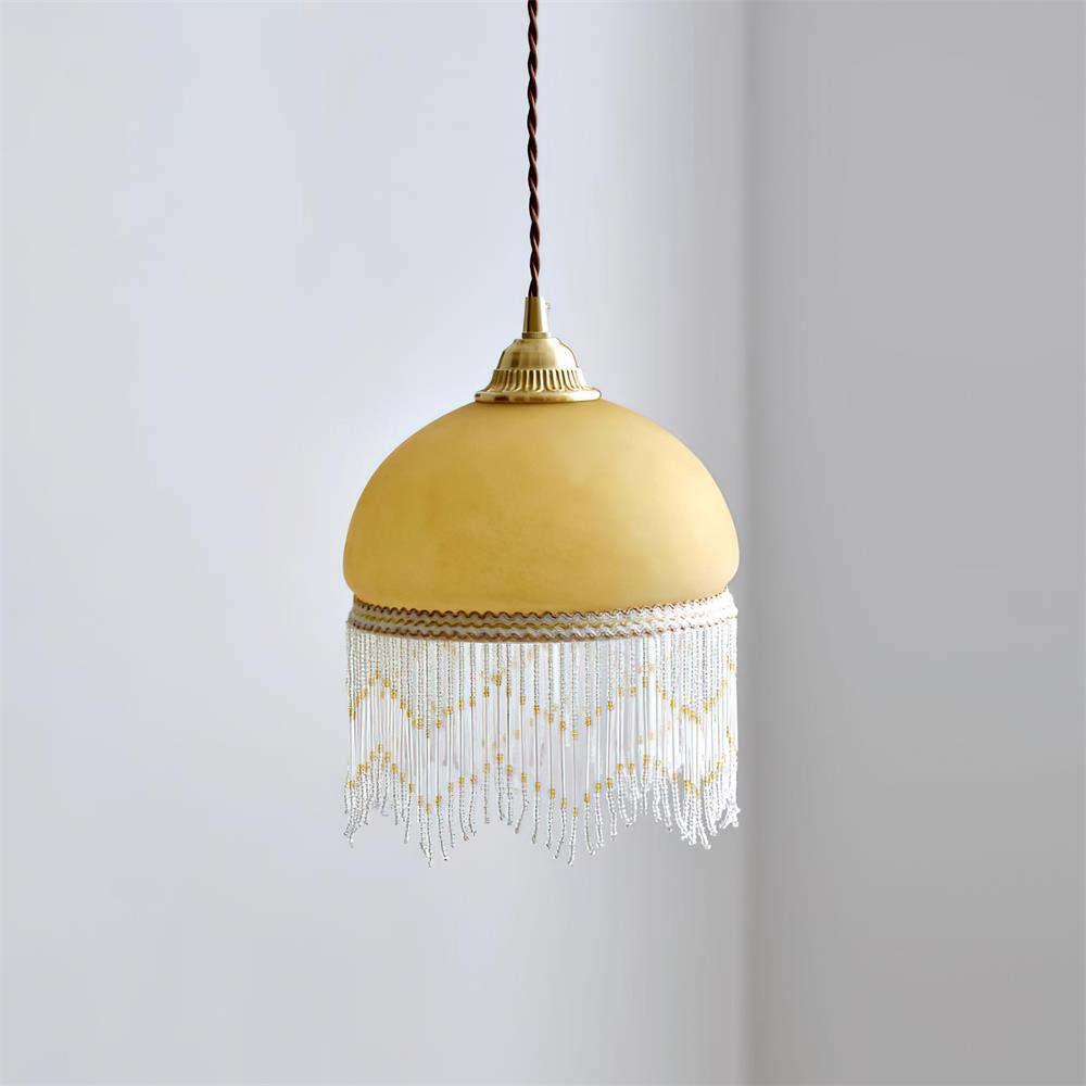 Vili Suspension Lampe à Franges à Pompon Dôme Perlé