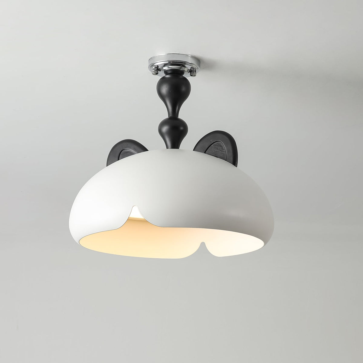 Cat Plafonnier Dôme Brillant Oreilles en Bois